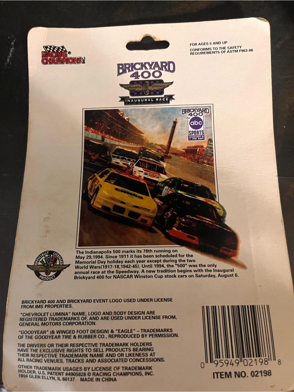 Nascar 94 Inaugural Race Toy Car - White with Purple & Gold Accents - Picture 4 of 4